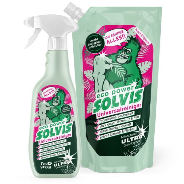 SOLVIS eco power Universalreiniger Set (Sprühflasche + Nachfüllpack)